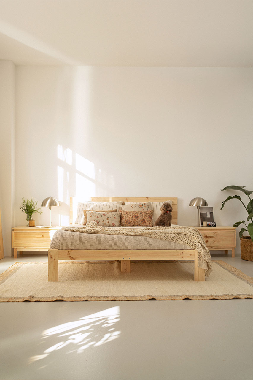 Imagen de ambiente 1 para:Cama doble de madera natural